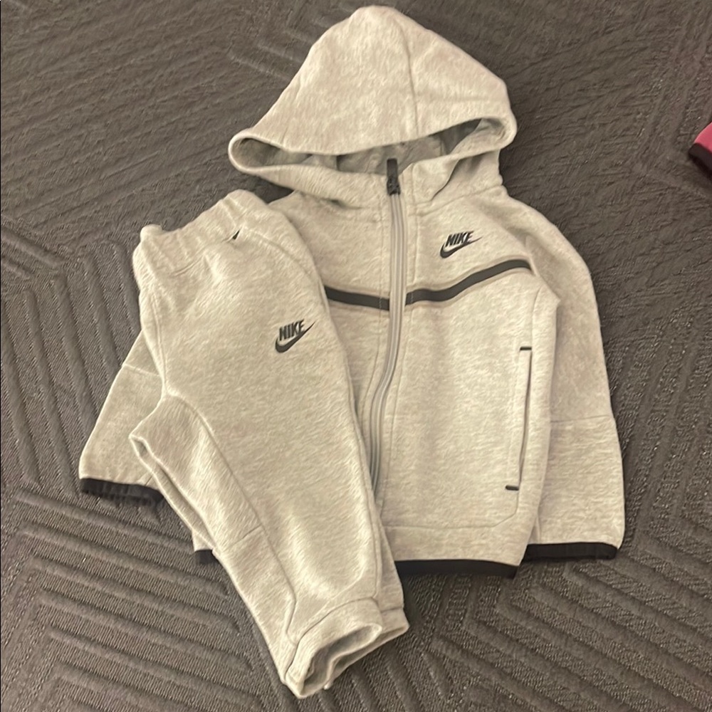 Nike Tech Kids Light Gray Hoodie and Joggers Set
